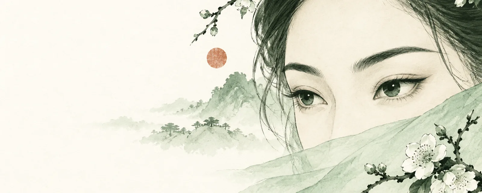 Ink illustration for Eyebrows in Chinese face reading