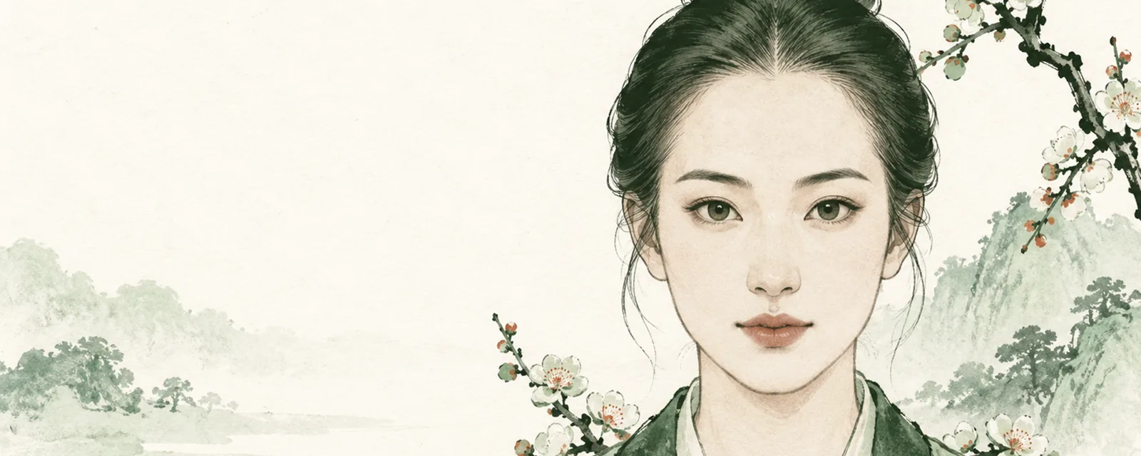 Ink illustration for The forehead in Chinese face reading
