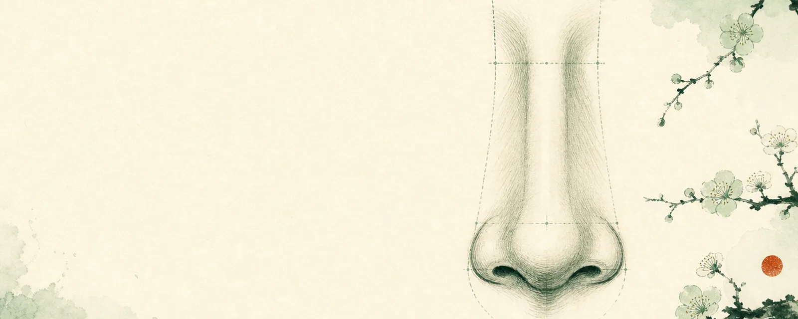 Ink illustration for The nose in Chinese face reading